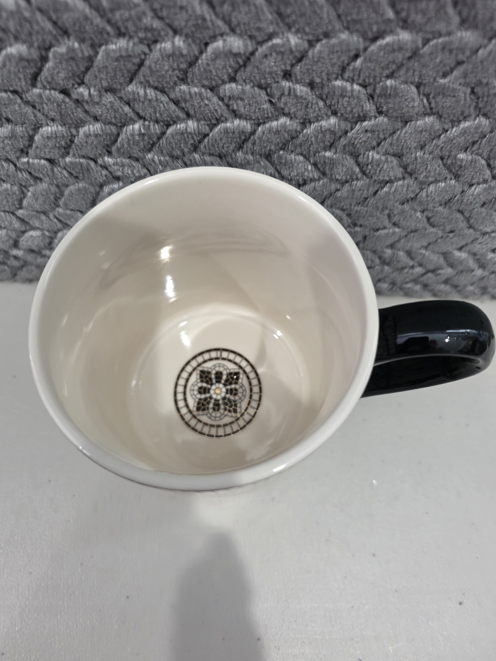 Anthropologie Mosaic Monogram 'A' Ceramic Mug in Black, White & Gold - Picture 3 of 4